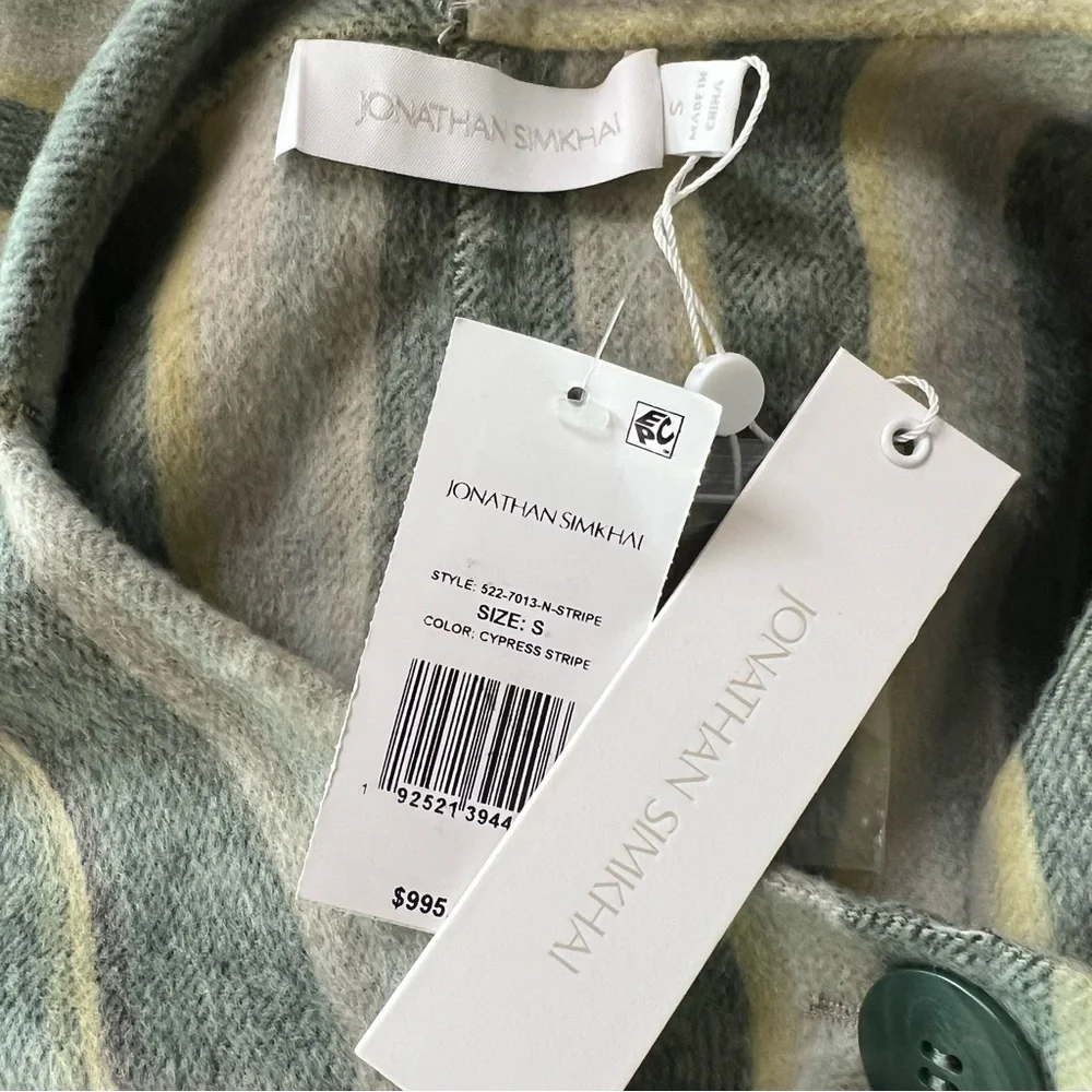 Jonathan Simkhai Striped Poncho in Green and Cream - Picture 10 of 13